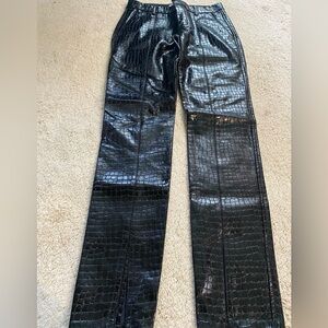 Zara Croc Faux Leather Split Hem Pants